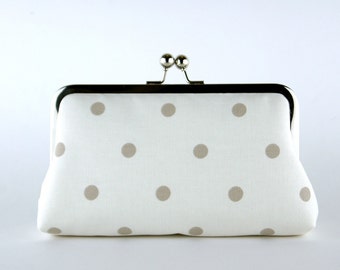 Bridesmaid Clutch, Pretty Dotty Clutch, Silk Lining, Bridesmaid Gift, Wedding clutch