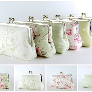 Bridesmaid Clutch, Sage Green & Pink collection, Silk Lining, Bridesmaid Gift, Wedding clutch