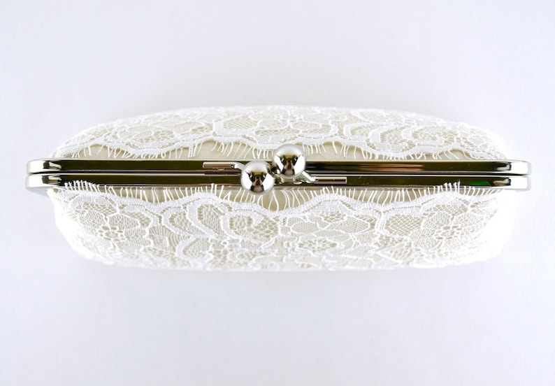 Champagne / Blush / Ivory Lace Bridal Clutch, Silk Clutch, Bridesmaid Gift, Wedding clutch image 3