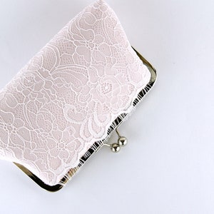 Champagne / Blush / Ivory Lace Bridal Clutch, Silk Clutch, Bridesmaid Gift, Wedding clutch image 6