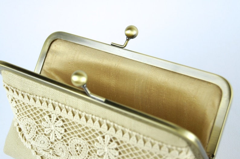 Linen Lace Clutch With Silk Lining, Bridesmaid Gift, Wedding Clutch Etsy