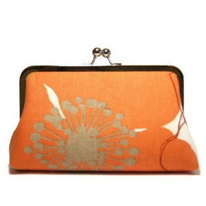 Bridesmaid Gift, Poppy Clutch  in Orange, Silk Lining, Bridesmaid Clutch, Wedding clutch