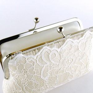 Champagne / Blush / Ivory Lace Bridal Clutch, Silk Clutch, Bridesmaid Gift, Wedding clutch image 4