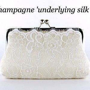 Champagne / Blush / Ivory Lace Bridal Clutch, Silk Clutch, Bridesmaid Gift, Wedding clutch image 8