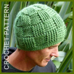 Crochet Hat Pattern ~ Instant Download ~ Basket Weave Beanie NB to Adult Sizes