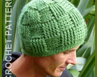 Crochet Hat Pattern ~ Instant Download ~ Basket Weave Beanie NB to Adult Sizes