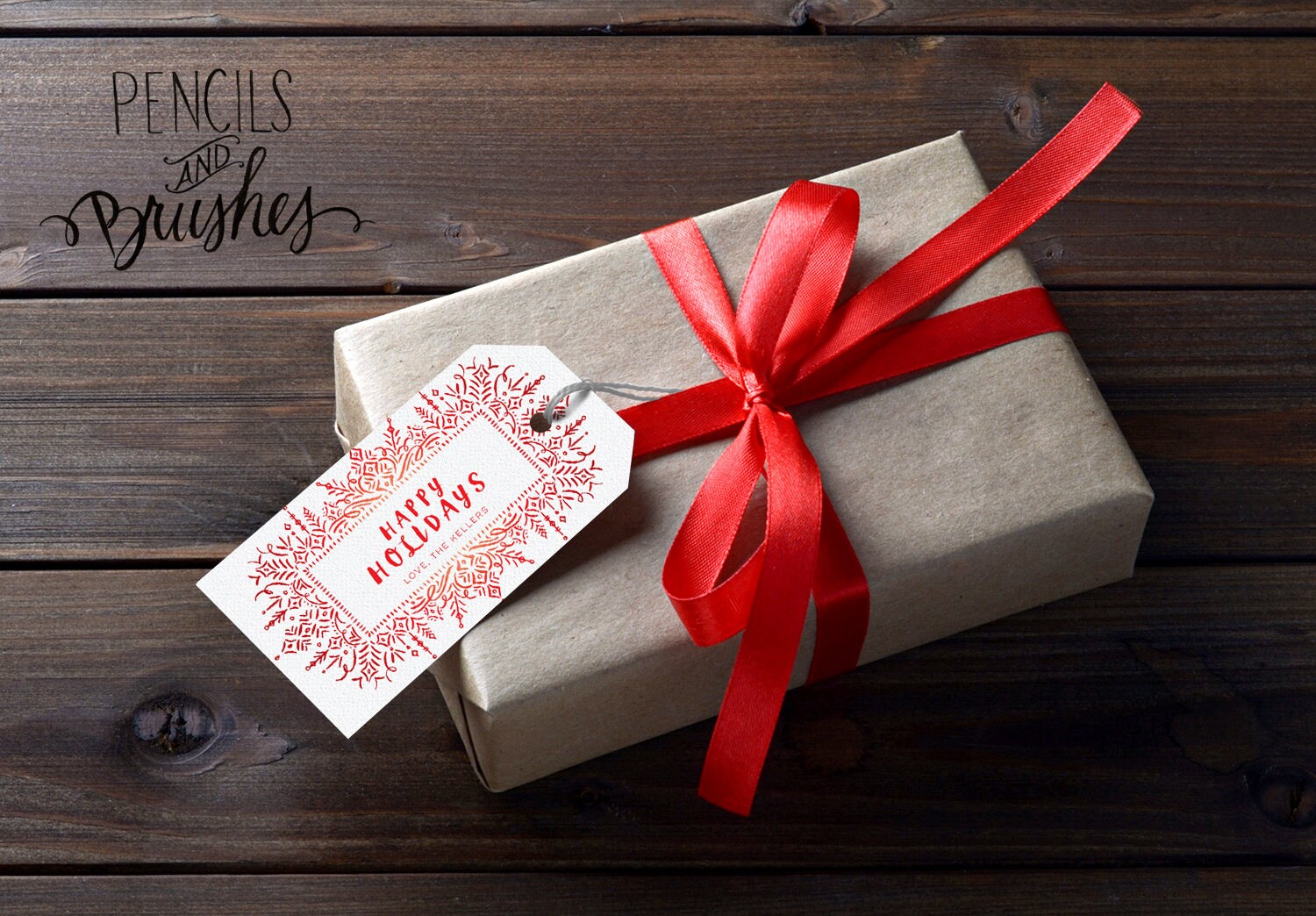 Ornate Border Red Gift Tags Etsy