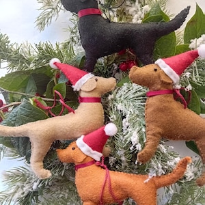 Santa hat labrador felt  Christmas ornament