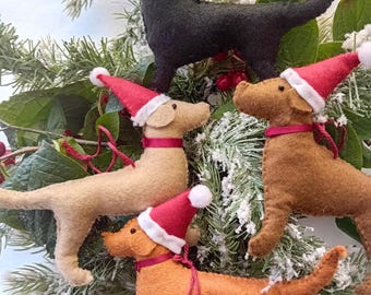 Santa hat labrador felt  Christmas ornament
