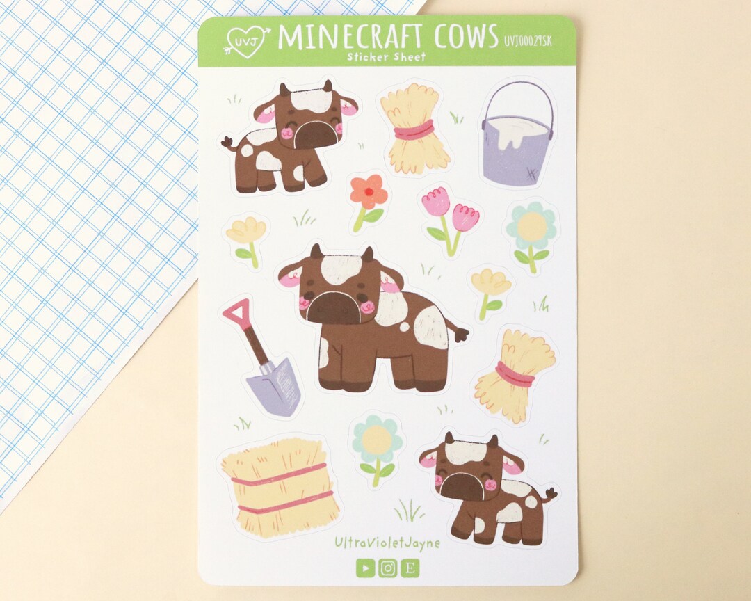 MC Cow Sticker Sheet - Etsy