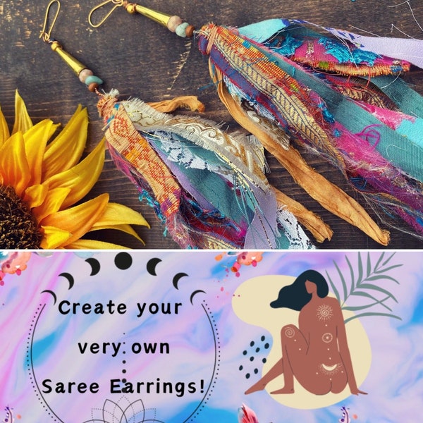 Ohrringe selber machen! Kreiere dein Weihnachtsgeschenk/Selbstliebe/Ohrring Kit/machen Sie Ihre eigenen Saree Hippie-Chic Ohrringe
