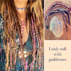 CORAL + TEAL Bohemian-Spirit Thread Dreadz ++ cowrieshell + Coral/Teal/Naturals Colours boho babe festival hair thread dreads texturr pastel