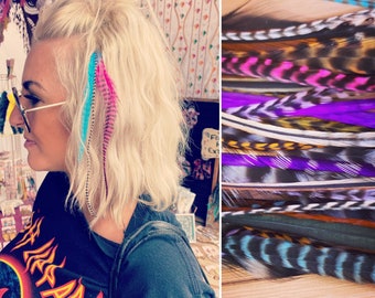 Feather Extension Kit || choose feather amount + colours || beautiful feathers || natural real soft feathers || lasts months