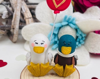 Valentine’s ducks, anniversary gift,polymer clay duck, handmade polymer clay figure, duck figurine