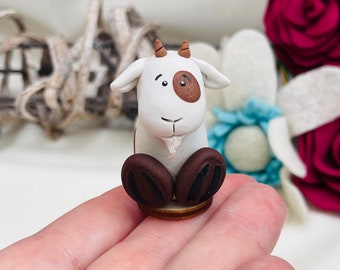 Goat gifts, goat figurine, goat ornament, keepsake gift, polymer clay animal, small gift ideas, thinking of you.