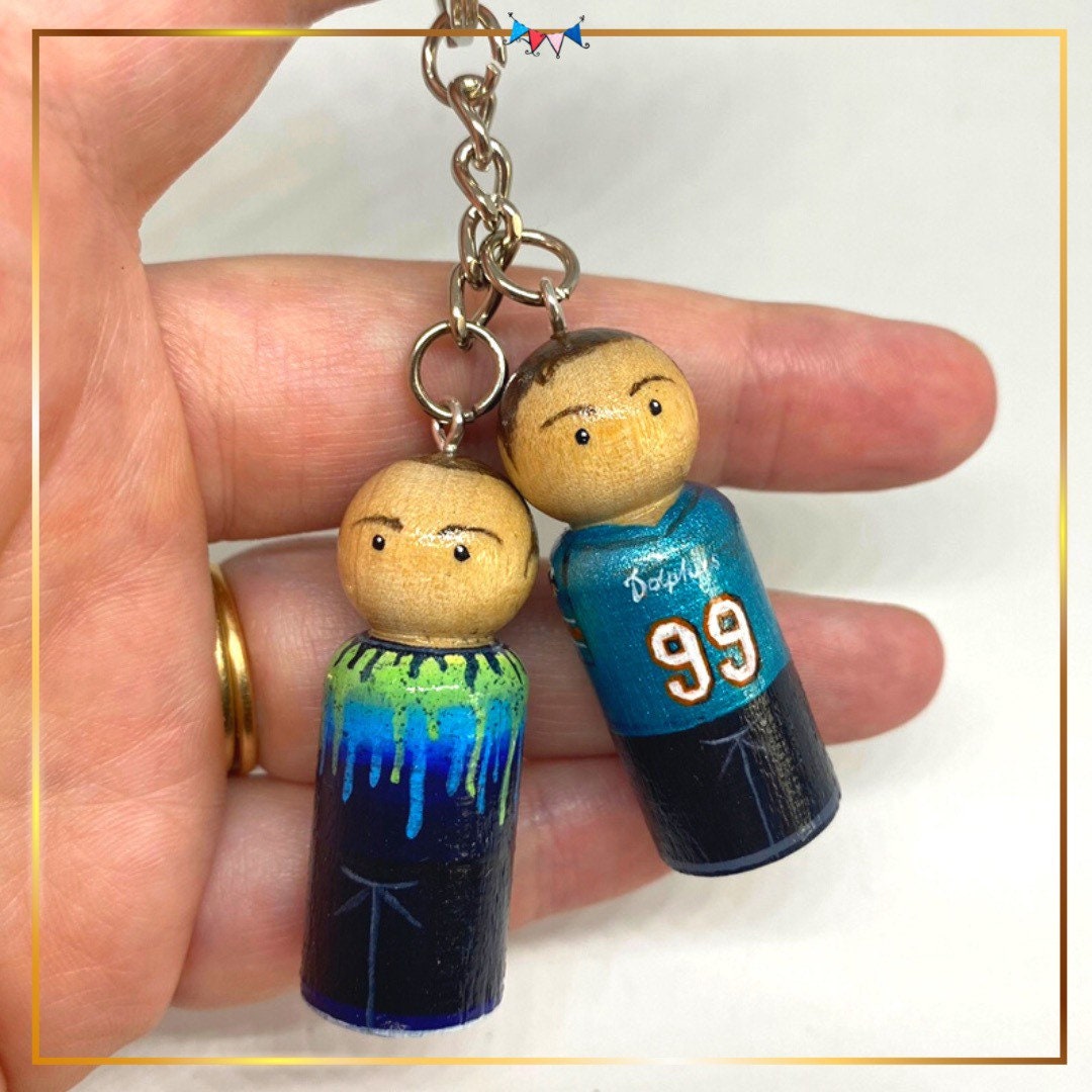 Personalised Pegdoll Keychain Peg Doll Portrait, Personalised Keyring