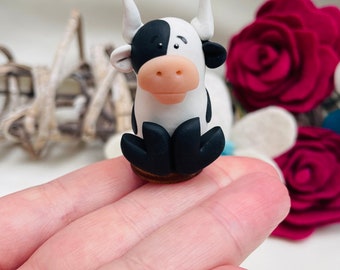 Cow gifts, cow figurine, cow ornament, keepsake gift, polymer clay animal, small gift ideas, thinking of you.