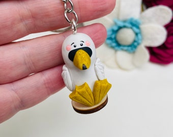 Swan gifts, swan figurine, swan key chain, keepsake gift, polymer clay animal, small gift ideas, thinking of you.