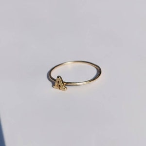 9ct solid gold initial stacking ring, personalised gold ring, 9 carat gold alphabet ring