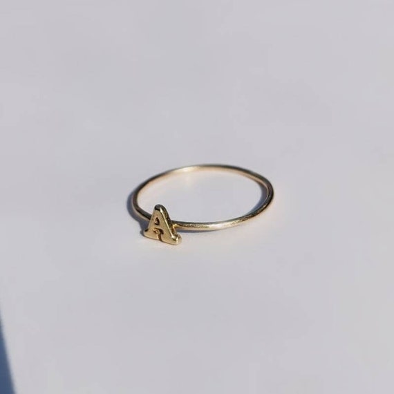 Customized Square Initial Signet Gold Ring