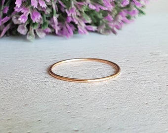 solid rose gold ring, Dainty rose gold ring, minimal wedding band, simple rose gold ring, 9ct rose gold jewellery, thin red gold skinny ring