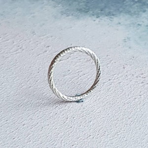 silver twist ring, chunky silver ring, 2mm wedding band, sterling silver faceted ring, twisted ring, unisex, unique, minimalist jewelry image 1