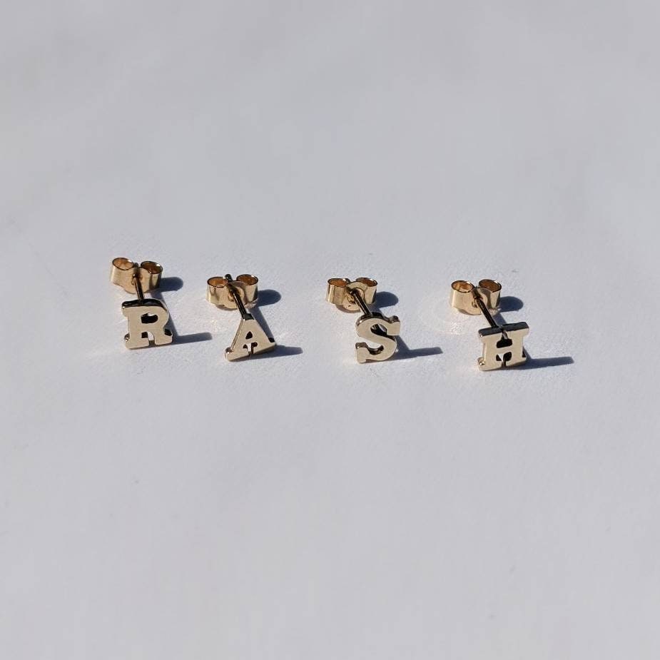 9ct gold sales initial earrings