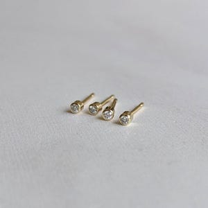 9ct gold tiny diamond stud earrings, April birthstone earrings