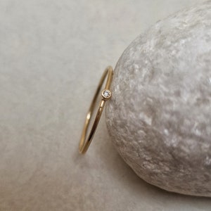 Tiny diamond ring, diamond stacking ring, gold diamond ring, thin diamond ring, April birthstone ring, real diamond ring, teeny diamond ring