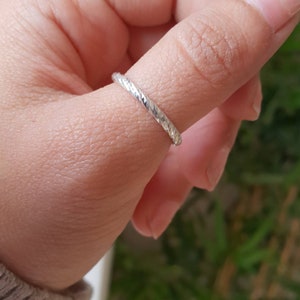 silver twist ring, chunky silver ring, 2mm wedding band, sterling silver faceted ring, twisted ring, unisex, unique, minimalist jewelry image 6