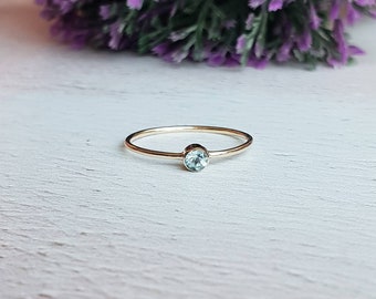 9 carat gold topaz stacking ring, November birthstone ring, real gold gemstone ring, minimalist birthstone jewelry, birthday gift for her