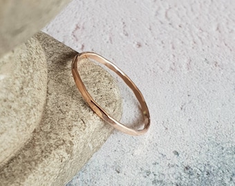 Alianza martillada de oro rosa de 9 qt, alianza de oro macizo, oro de alianza texturizada, anillo de oro real, anillo de oro macizo reciclado