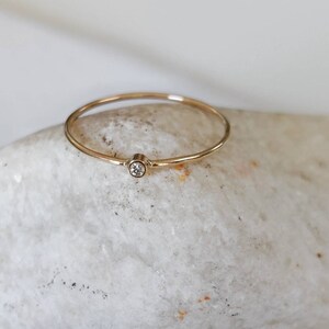 Tiny Diamond Ring, Diamond Stacking Ring, Gold Diamond Ring, Thin ...