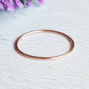 9 carat rose gold stacking ring, 0.8mm solid gold ring, minimalistic jewelry for her, real gold gift for wife, skinny gold ring, thin ring image 2