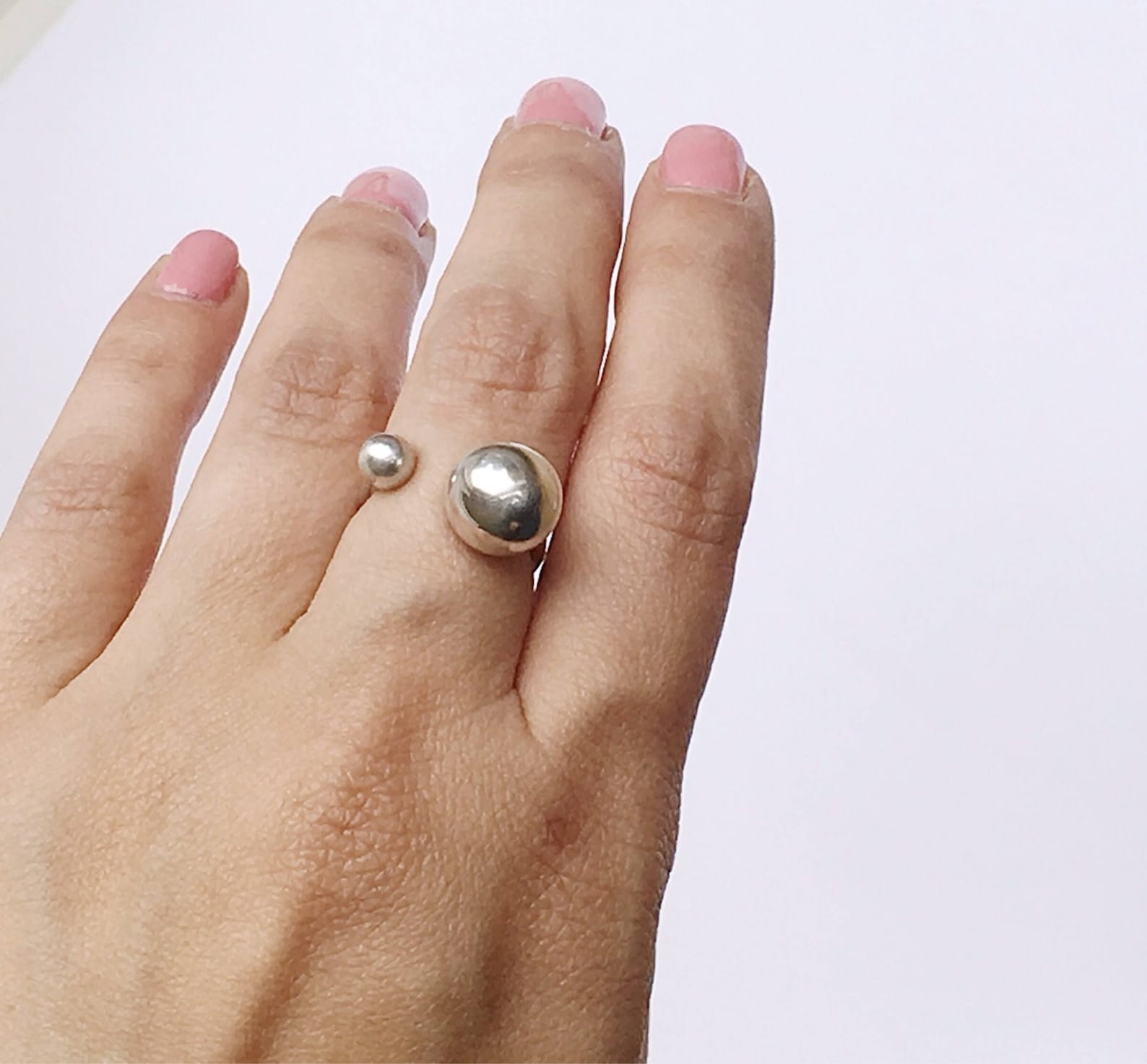 Silver Ball Ring Sterling Silver Ring Adjustable Silver Etsy UK