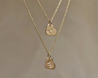 9ct gold heart initial necklace, personalised heart necklace