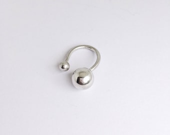 Silver ball ring, sterling silver ring, adjustable silver ring, adjustable midi ring, contemporary silver ring, modern ring, pebble ring
