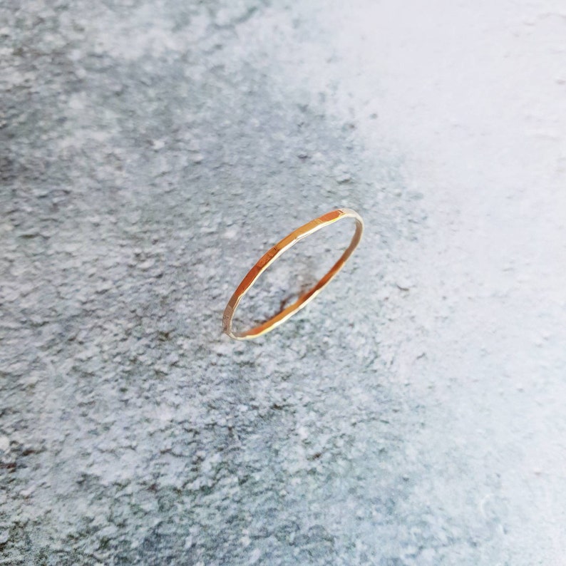 9ct gold stacking ring, 9ct gold ring, hammered stacking ring, gold hammered ring, solid gold ring, thin stackable ring, gold dainty ring, image 3