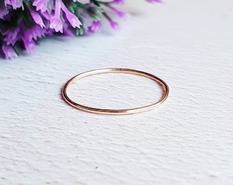 9 carat rose gold stacking ring, 0.8mm solid gold ring, minimalistic jewelry for her, real gold gift for wife, skinny gold ring, thin ring