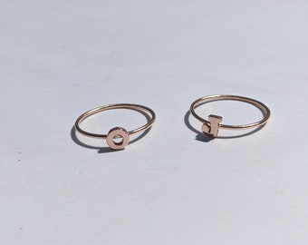 9ct rose gold tiny initial stacking ring, solid gold initial ring, real gold letter ring, gold personalised ring, dainty initial ring