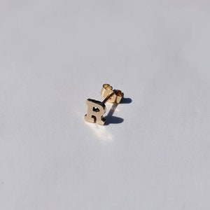 9ct gold initial studs, gold initial earrings, solid gold personalised earrings, 9k gold studs, custom earrings, minimalist alphabet studs image 3