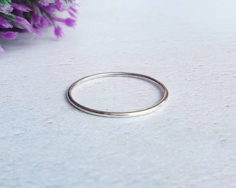 1mm silver stacking ring, sterling silver plain band, minimalistic jewellery for her, thin silver ring, skinny stacker, dainty silver ring