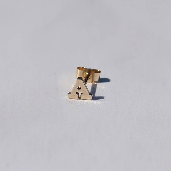 9ct Gold Initial Studs Gold Initial Earrings Solid Gold