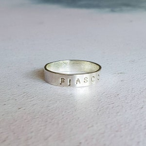 name ring, sterling silver name ring, custom name ring, silver handstamped ring, personalised ring, coordinates ring, custom word ring