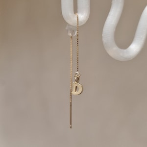May include: A gold chain earring with a small gold letter 'D' charm.
