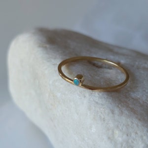 Tiny Opal stacking ring in 9ct solid gold , October birthstone ring