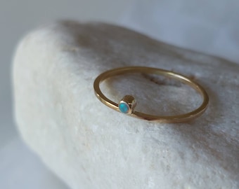 Tiny Opal stacking ring in 9ct solid gold , October birthstone ring