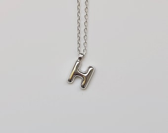 Sterling silver initial  necklace, mini initial pendant, bubble alphabet necklace, minimalist jewellery, personalised silver necklace