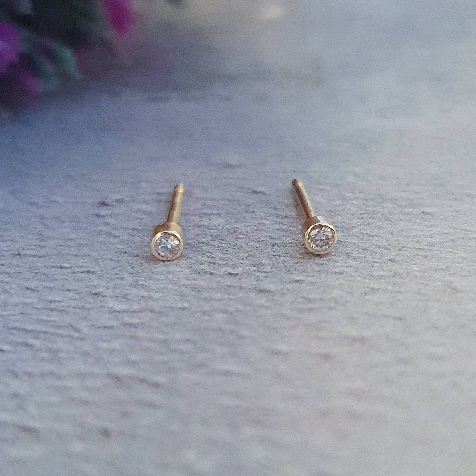 Tiny Diamond Studs Diamond Stud Earrings Real Diamond Studs Etsy UK