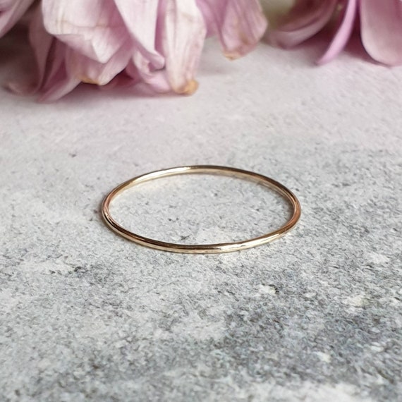 0.5mm Hammered Ultra thin Ring, 14K Gold-filled Stacking Rings, Simple –  WithHerNYC